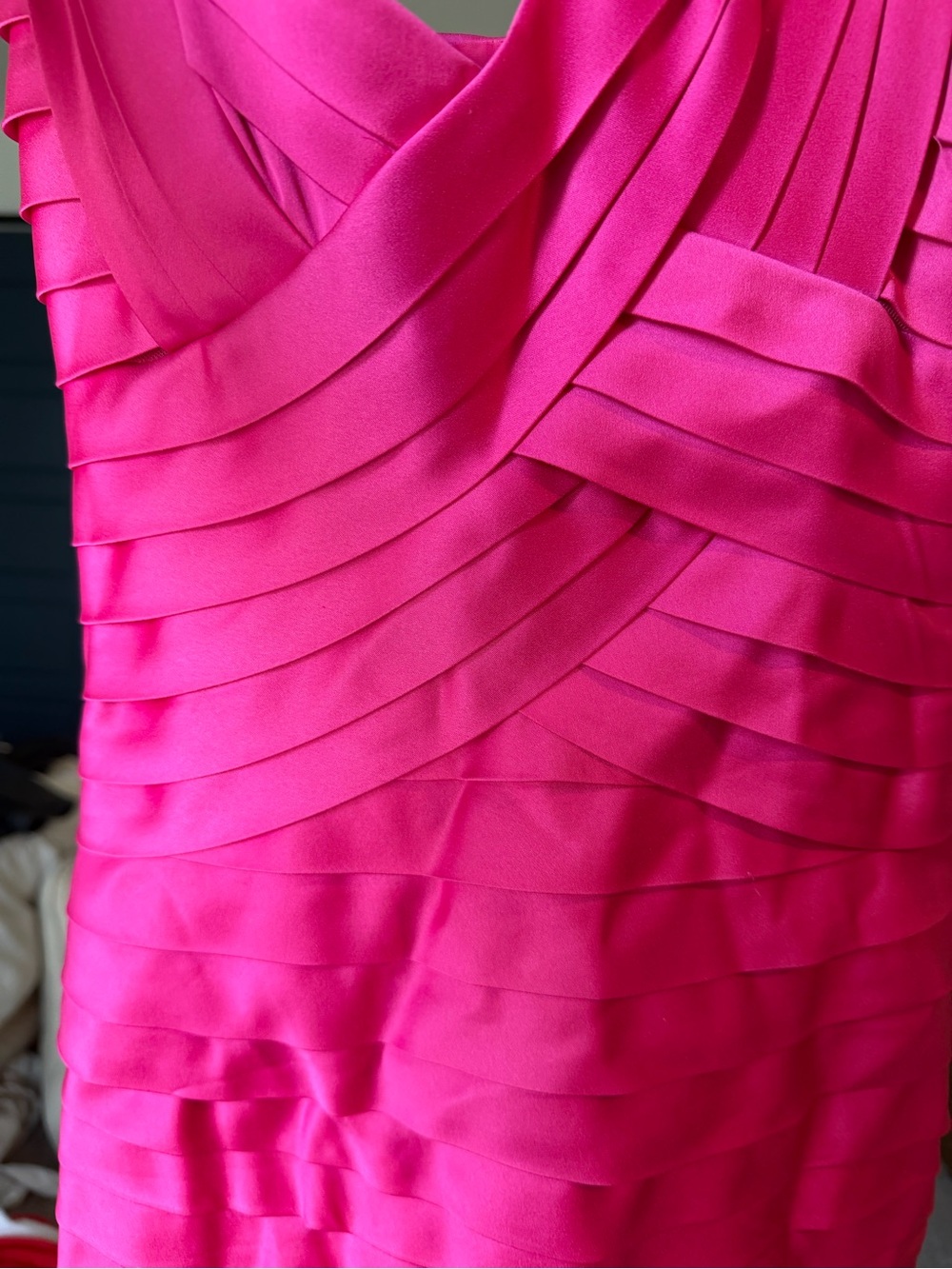 BCBGMaxAzria Hot Pink Bandage V-Neck Cocktail Dress - Picture 4 of 5